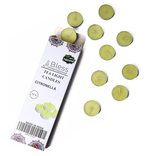Citronella Tea Light Candles 24-Pack Colored
