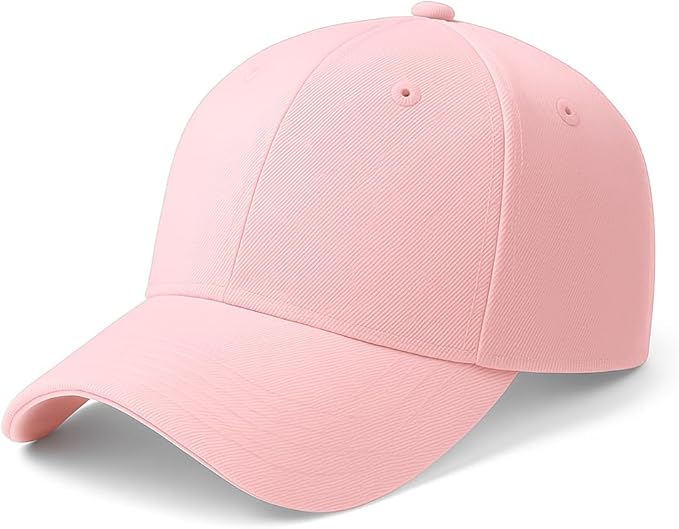 Premium Cotton Baseball Caps for Men & Women – Adjustable Snapback (Pink)