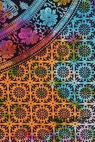 Handmade hippie Bohemian Psychedelic Elephant Mandala Wall hanging Tapestry (Tie Dye)