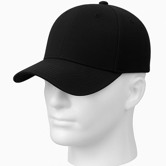 Premium Cotton Baseball Caps for Men & Women – Adjustable Snapback (Black)