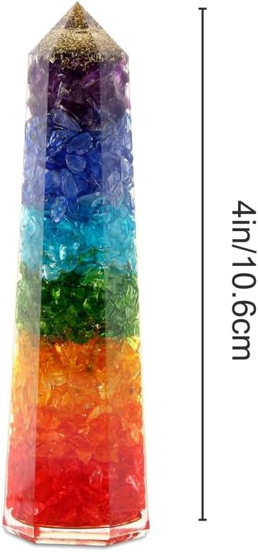 Natural Vibrant Rainbow Obelisk Orgone Healing Crystal