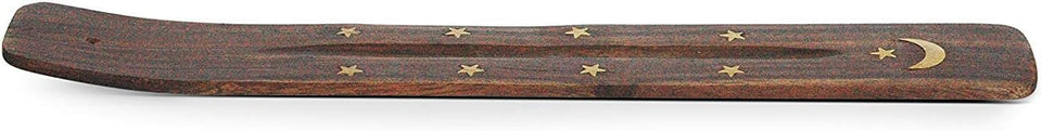 Traditional Handmade Wooden Incense Stick Holder, Ash-Catcher, 10 Inches