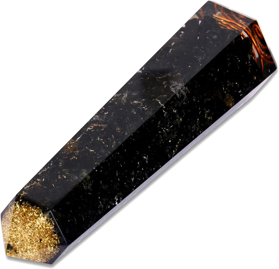 Natural Black Tourmaline Obelisk Orgone Crystal