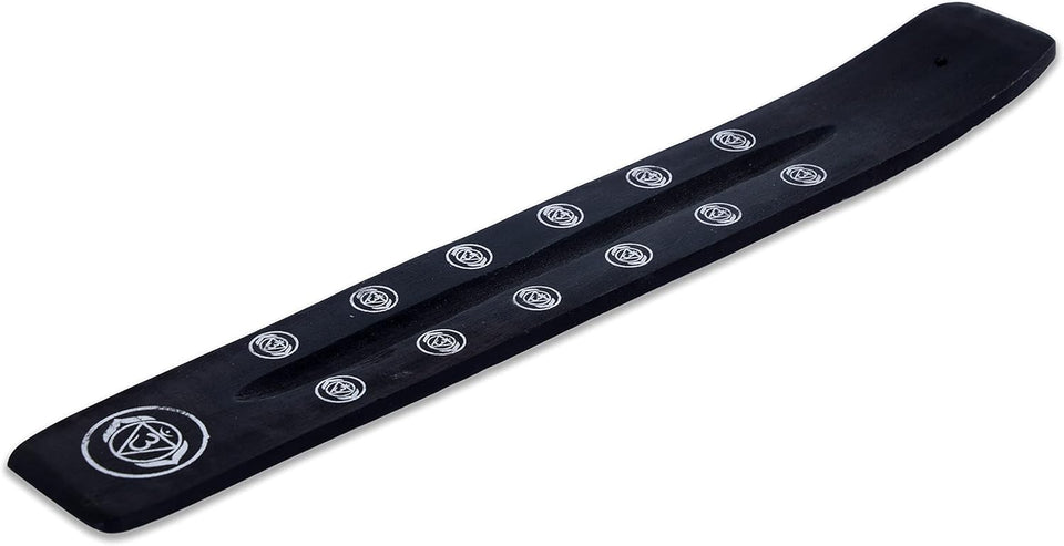 Traditional Handmade Wooden Incense Stick Holder, Ash-Catcher, (Black Strength) 10 Inches