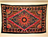 Hippie Bohemian Psychedelic Celestial Sun Moon Wall hanging Handmade Tapestry (Golden Orange)