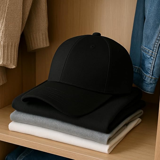 Premium Cotton Baseball Caps for Men & Women – Adjustable Snapback (Black)