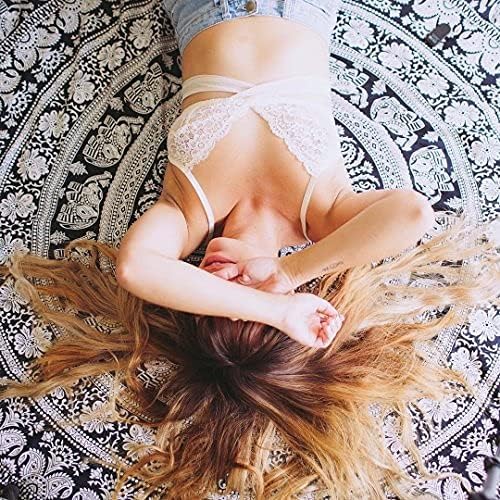 Handmade Indian hippie Bohemian Psychedelic Elephant Mandala Wall hanging Tapestry (Black And White)