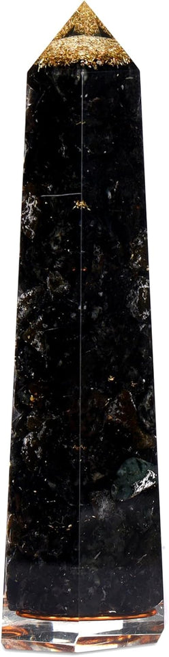Natural Black Tourmaline Obelisk Orgone Crystal