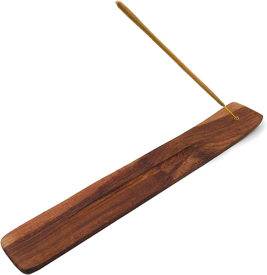 Traditional Handmade Wooden Incense Stick Holder, Ash-Catcher, 10 Inches