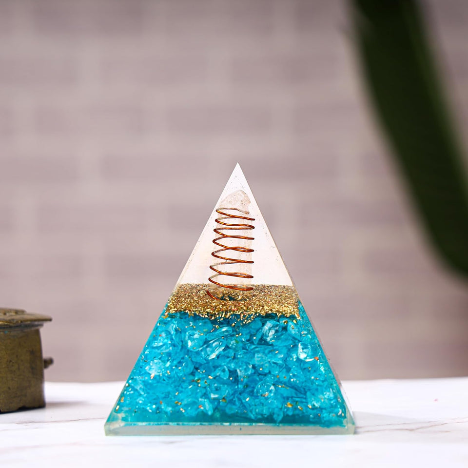 Orgone Pyramid Aquamarine Healing Crystal