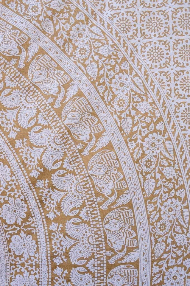 Handmade hippie Bohemian Psychedelic Elephant Mandala Wall hanging Tapestry (Golden Elephant)