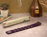Traditional Handmade Wooden Incense Stick Holder, Ash-Catcher, (Heavens Blue) 10 Inches