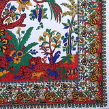 Tree of Life Wall Hanging Psychedelic Tapestry Indian Cotton Bedspread (White Red)