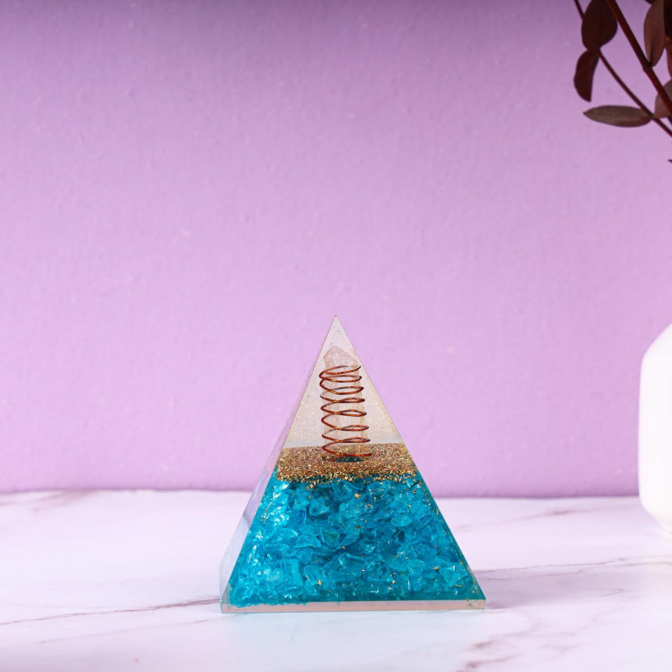 Orgone Pyramid Aquamarine Healing Crystal