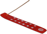 Traditional Handmade Wooden Incense Stick Holder, Ash-Catcher, (Fire Red) 10 Inches
