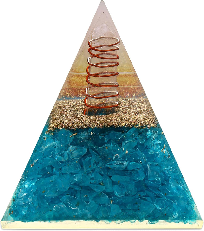 Orgone Pyramid Aquamarine Healing Crystal