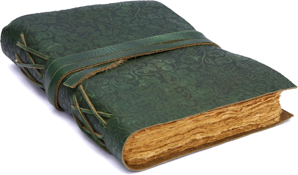 Vintage Handmade Rustic Leather Diaries (Black & Green)