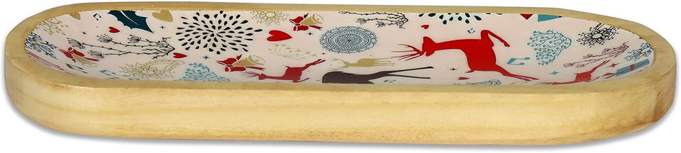 Traditional Handmade Wooden Trat Incense Stick Holder, Ash-Catcher, (Celebration, 11x4x1.22 Inches)