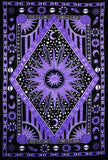 Hippie Bohemian Psychedelic Celestial Sun Moon Wall hanging Handmade Tapestry (Purple)
