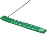 Traditional Handmade Wooden Incense Stick Holder, Ash-Catcher, (Earth Green) 10 Inches