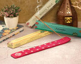 Traditional Handmade Wooden Incense Stick Holder, Ash-Catcher, (Heart Pink) 10 Inches
