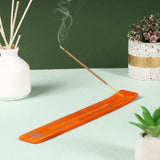 Traditional Handmade Wooden Incense Stick Holder, Ash-Catcher, Stand for Aromatherapy, Meditation, Yoga (Orange) 10 Inches