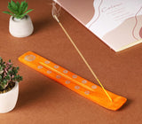 Traditional Handmade Wooden Incense Stick Holder, Ash-Catcher, Stand for Aromatherapy, Meditation, Yoga (Orange) 10 Inches
