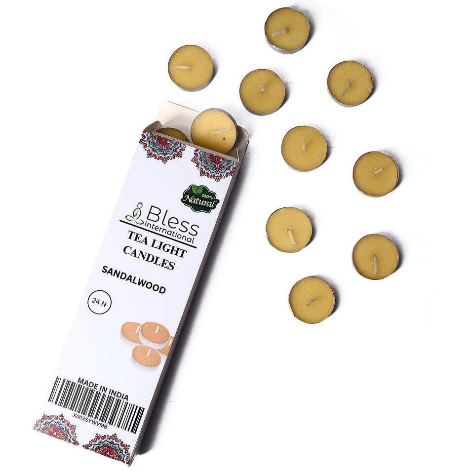 Sandalwood Tea Light Candles 24-Pack Colored