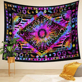 Hippie Bohemian Psychedelic Celestial Sun Moon Wall hanging Handmade Tapestry (Purple Multi)