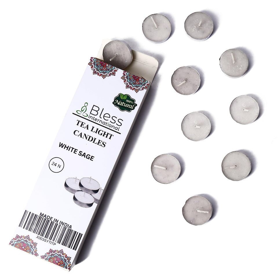 White Sage Tea Light Candles 24-Pack Colored