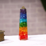 Natural Vibrant Rainbow Obelisk Orgone Healing Crystal