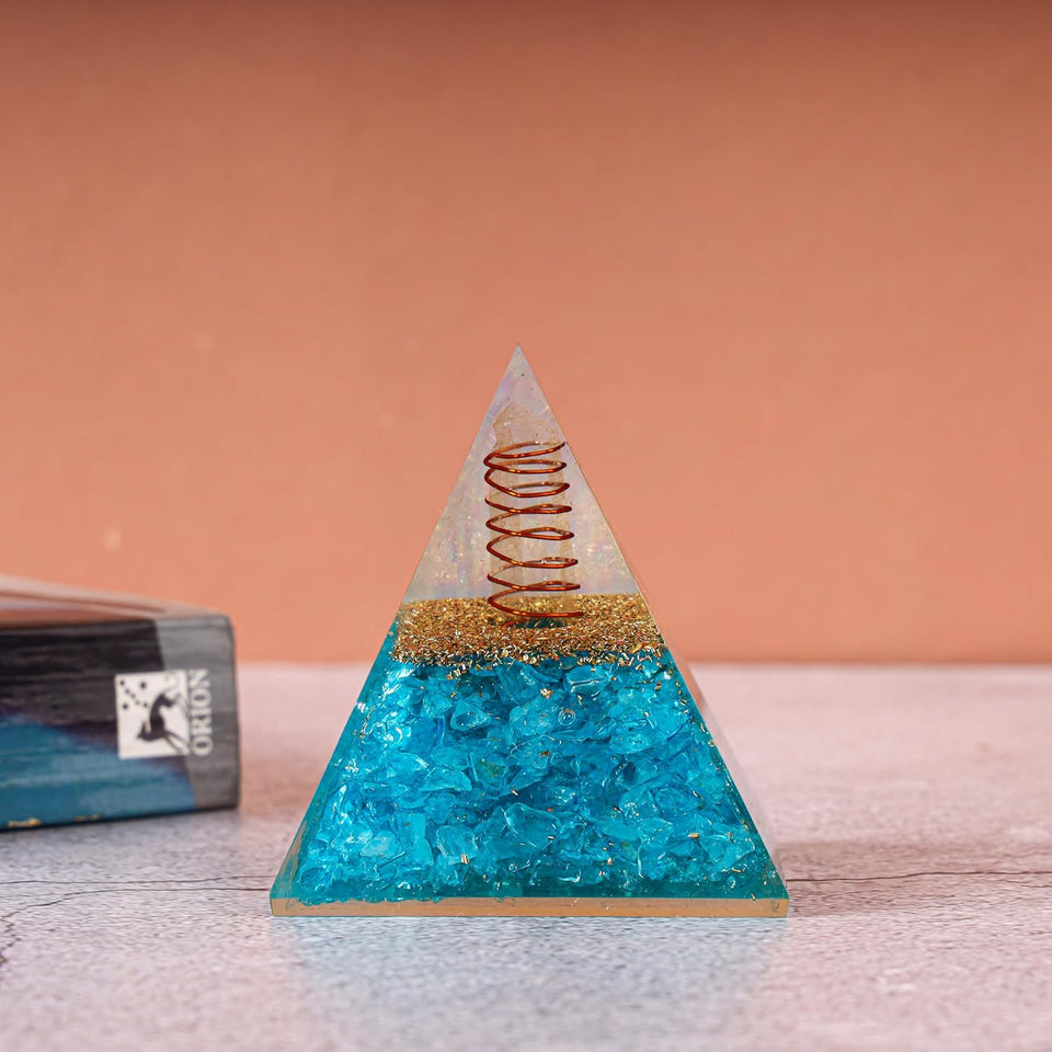 Orgone Pyramid Aquamarine Healing Crystal