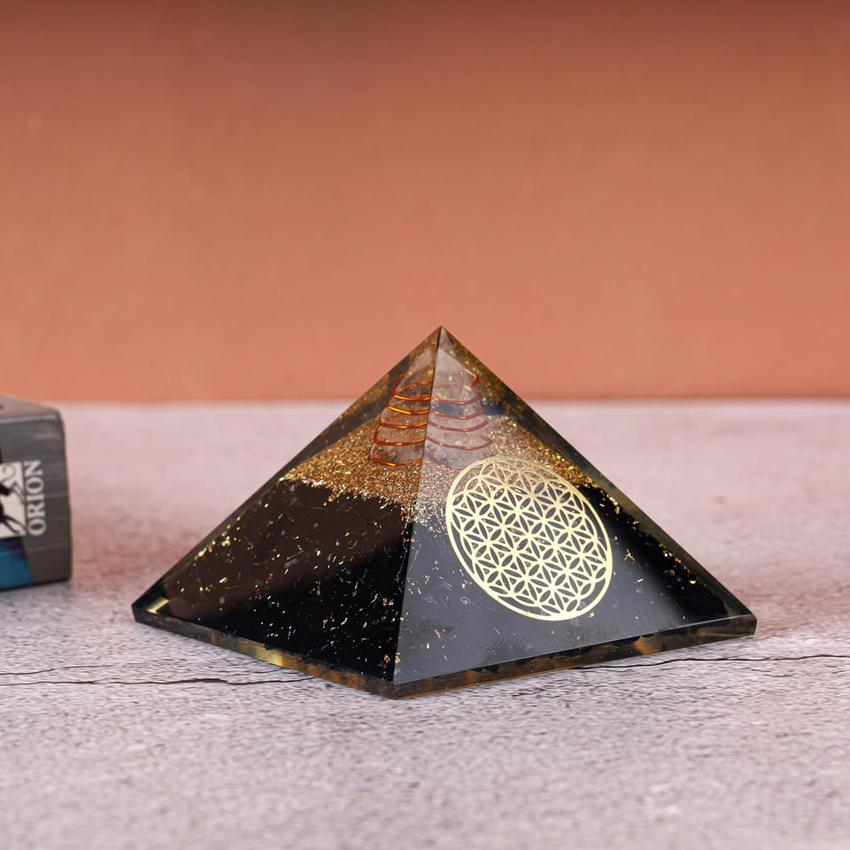 Natural Orgone pyramid Black tourmaline Healing crystal