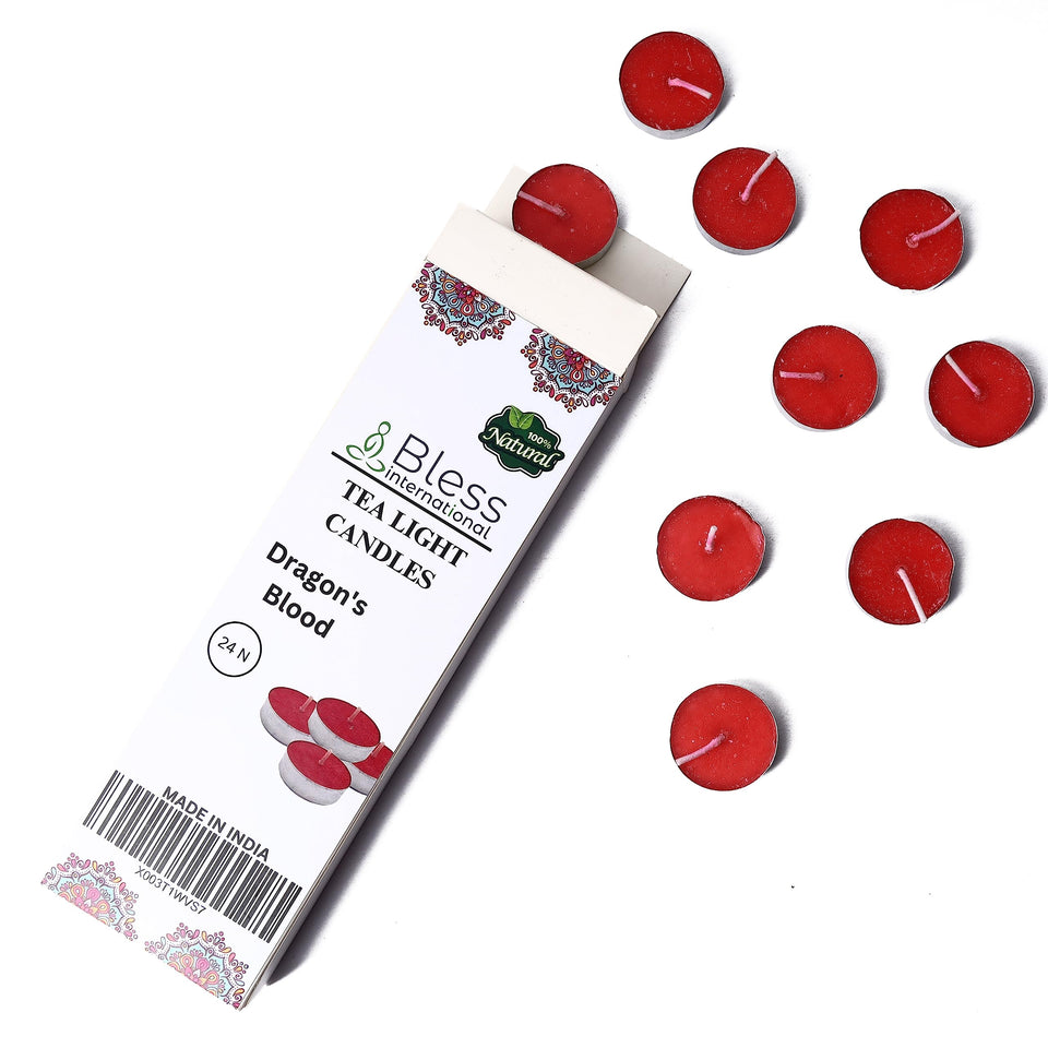 Dragon-Blood Tea Light Candles 24-Pack Colored