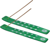 Traditional Handmade Wooden Incense Stick Holder, Ash-Catcher, (Earth Green) 10 Inches