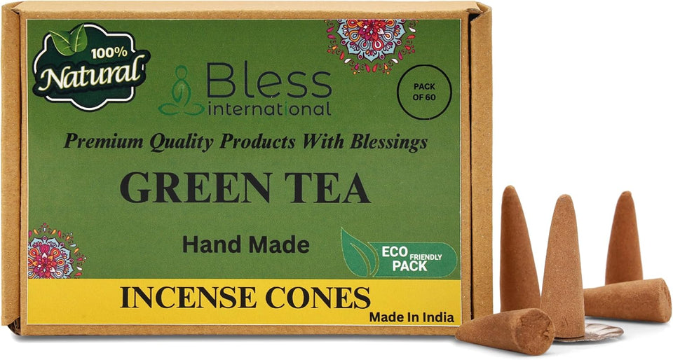 100% Natural Incense Cone Handmade Hand Dipped The Best Scent (Green-Tea)