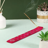 Traditional Handmade Wooden Incense Stick Holder, Ash-Catcher, (Heart Pink) 10 Inches