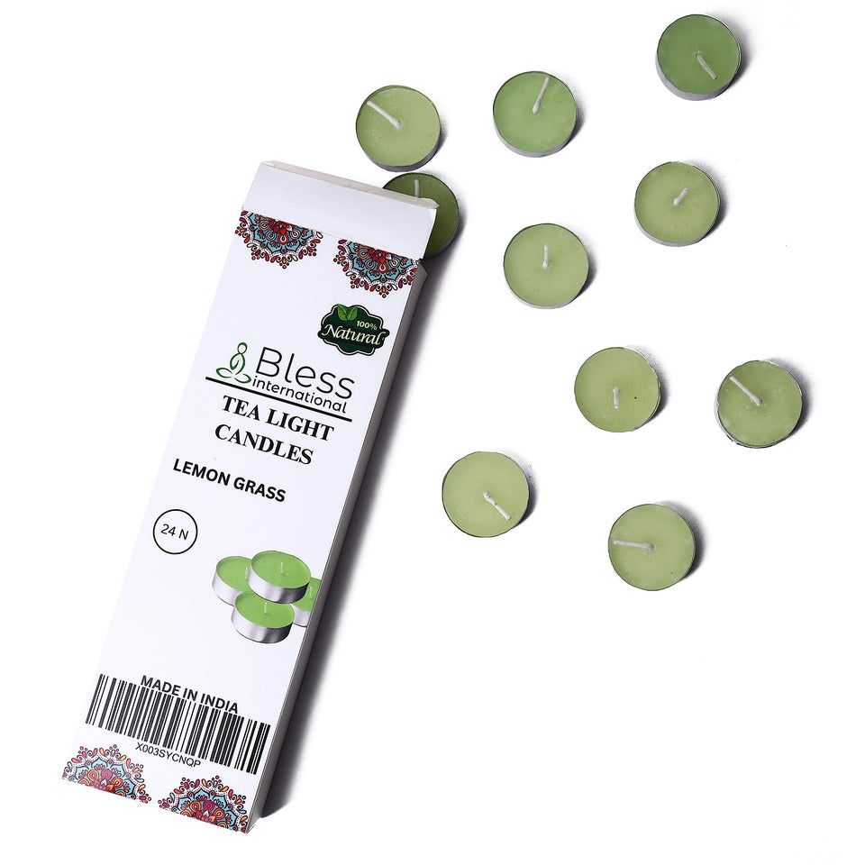Lemon-Grass Tea Light Candles 24-Pack Colored