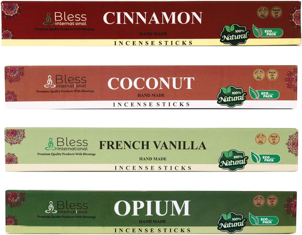 Assorted Incense Sticks 21-Scents Frankincense and Myrrh, Patchouli, Sandalwood, Palo Santo and More with Holder (25 Sticks of Each Scent)
