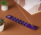 Traditional Handmade Wooden Incense Stick Holder, Ash-Catcher, (Heavens Blue) 10 Inches