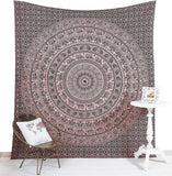Handmade Indian hippie Bohemian Psychedelic Elephant Mandala Wall hanging Tapestry (Black and Rose)