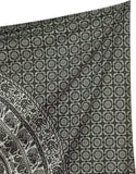Handmade hippie Bohemian Psychedelic Elephant Mandala Wall hanging Tapestry (Black Silver)