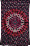 Indian Hippie Bohemian Psychedelic Peacock Mandala Wall Hanging Bedding Tapestry (Purple Pink)