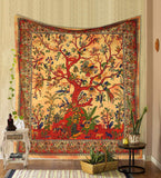Tree of Life Wall Hanging Psychedelic Tapestry Indian Cotton Bedspread (Yellow Orange Tree of Life)