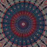 Hippie Bohemian Psychedelic Peacock Mandala Wall Hanging Bedding Tapestry (Midnight Blue)