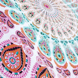 Hippie Bohemian Psychedelic Peacock Mandala Wall Hanging Bedding Tapestry (Floral Gold)