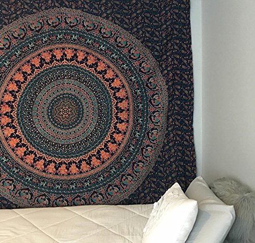 Indian-hippie-gypsy Bohemian-psychedelic Cotton-mandala Wall-hanging-tapestry(Twin Size( 84x54) Inch)