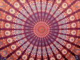 Hippie Bohemian Psychedelic Peacock Mandala Wall Hanging Bedding Tapestry (Blue Red)