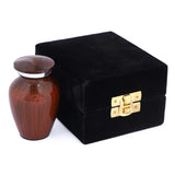 Hand Engraved Small Decorative Brass Urn with Lid – 3" Mini Keepsake Urn (Wooden Brown)
