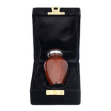 Hand Engraved Small Decorative Brass Urn with Lid – 3" Mini Keepsake Urn (Wooden Brown)